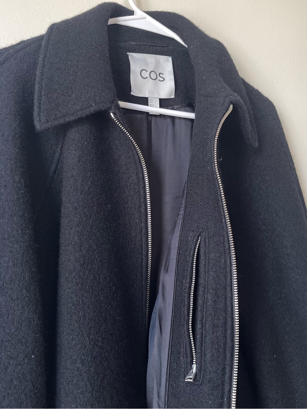 COS Men's Black Wool Zip Jacket Size Medium - Picture 5 of 7